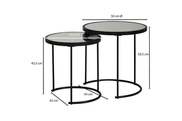 Wrighton Satsbord 50 cm Runt Soffbord Stapelbart i Metall och Glas - Spegelsilver - Möbler - Bord