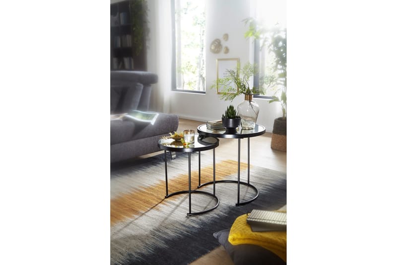 Wrighton Satsbord 50 cm Runt Soffbord Stapelbart i Metall och Glas - Spegelsilver - Möbler - Bord