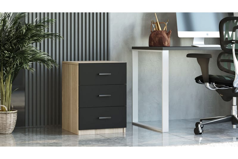 WYLLAM Sängbord 45 cm Natur/Svart - Möbler - Bord