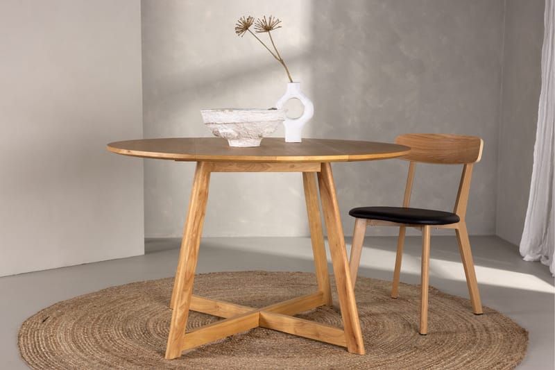 Yakidon Utdragbart Runt Matbord 120 cm med Trä- och Ekutseende - Brun - Möbler - Bord