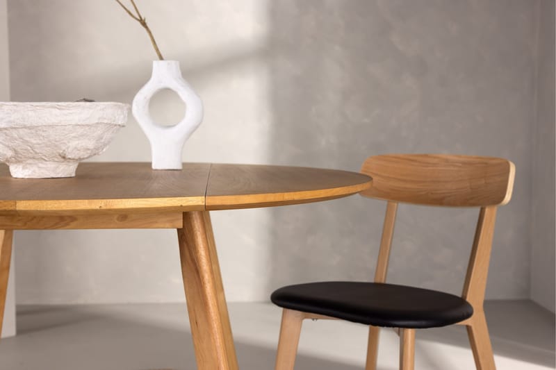 Yakidon Utdragbart Runt Matbord 120 cm med Trä- och Ekutseende - Brun - Möbler - Bord