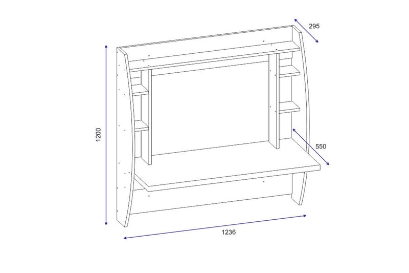YASSICA Väggskrivbord 120 cm med Förvaring Hyllor Vit - Möbler - Bord
