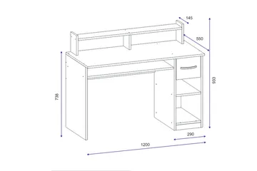 Yemisen Skrivbord 120 cm med Förvaring Låda + Hyllor - Vit - Möbler - Bord