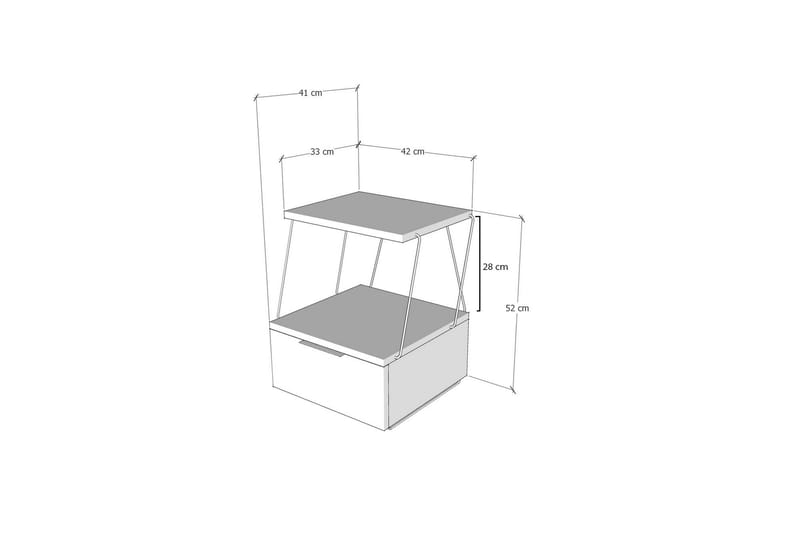 YENIAY Sängbord 42x41 cm Antracit - Sängbord - Bord