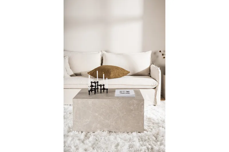 York Travertin Soffbord 80x60x40 cm - Beige / Betong - Möbler - Bord