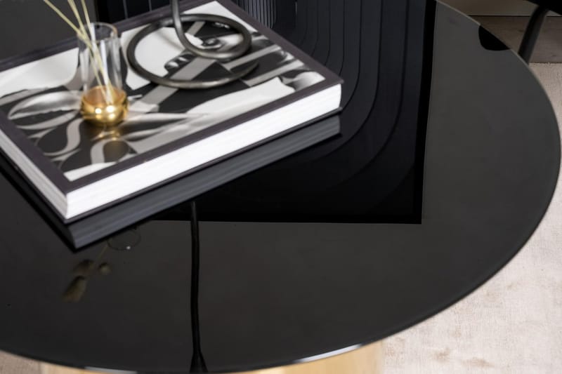 Ystad Runt Soffbord 75 cm i Glas med Metallunderrede - Svart - Möbler - Bord
