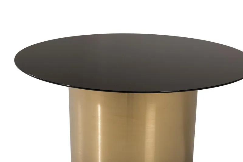Ystad Runt Soffbord 75 cm i Glas med Metallunderrede, Svart