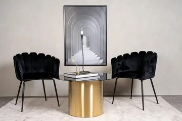 Ystad Runt Soffbord 75 cm i Glas med Metallunderrede - Svart - Möbler - Bord