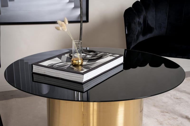 Ystad Runt Soffbord 75 cm i Glas med Metallunderrede - Svart - Möbler - Bord