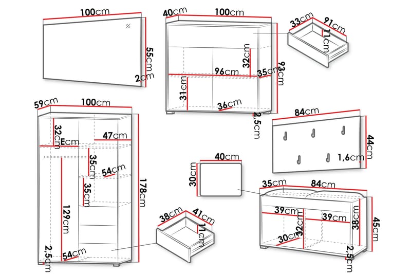 Agawal Hallmöbelset - Möbler - Hall & entré - Möbelset för hall & entré