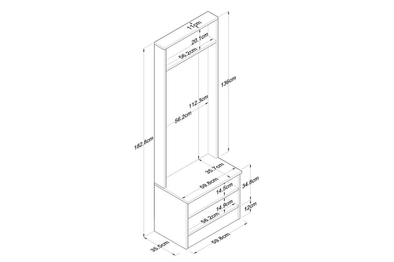 Alvric Hallmöbelset - Valnöt/Vit - Möbler - Hall & entré - Möbelset för hall & entré