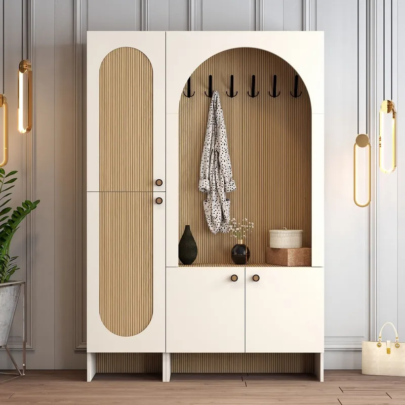 Ayleid Hallmöbel 200 cm - Kräm / Ek - Möbler - Hall & entré - Möbelset för hall & entré