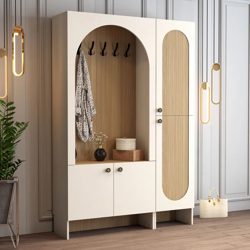 Ayleid Hallmöbel 200 cm - Kräm / Ek - Möbler - Hall & entré - Möbelset för hall & entré