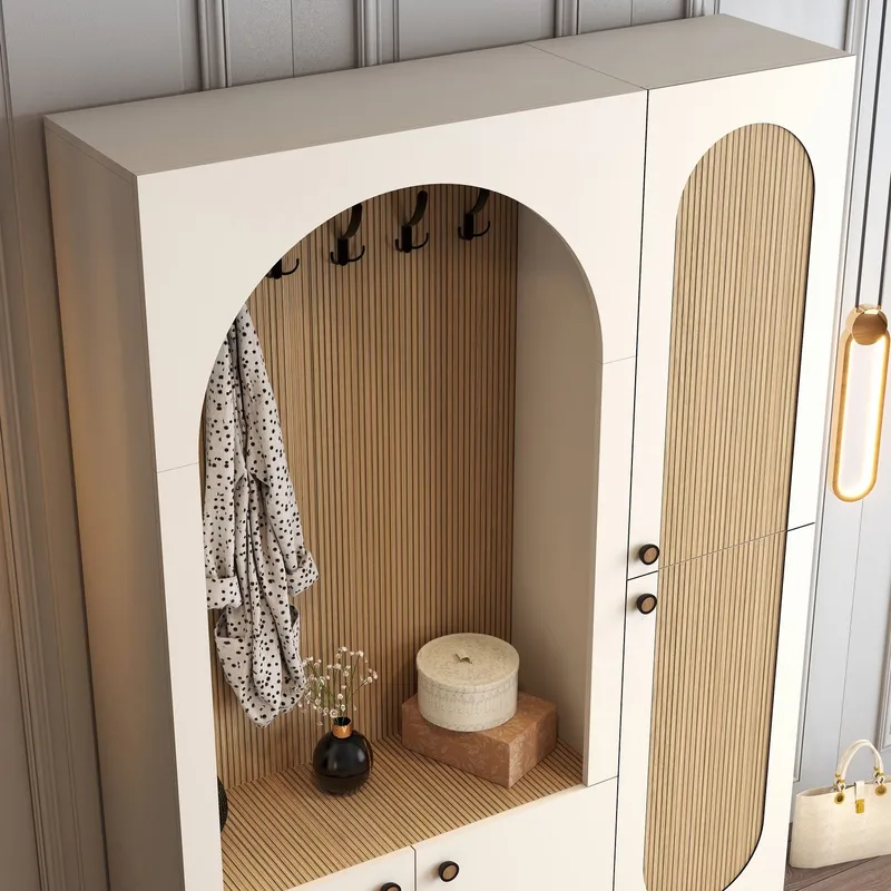 Ayleid Hallmöbel 200 cm - Kräm / Ek - Möbler - Hall & entré - Möbelset för hall & entré