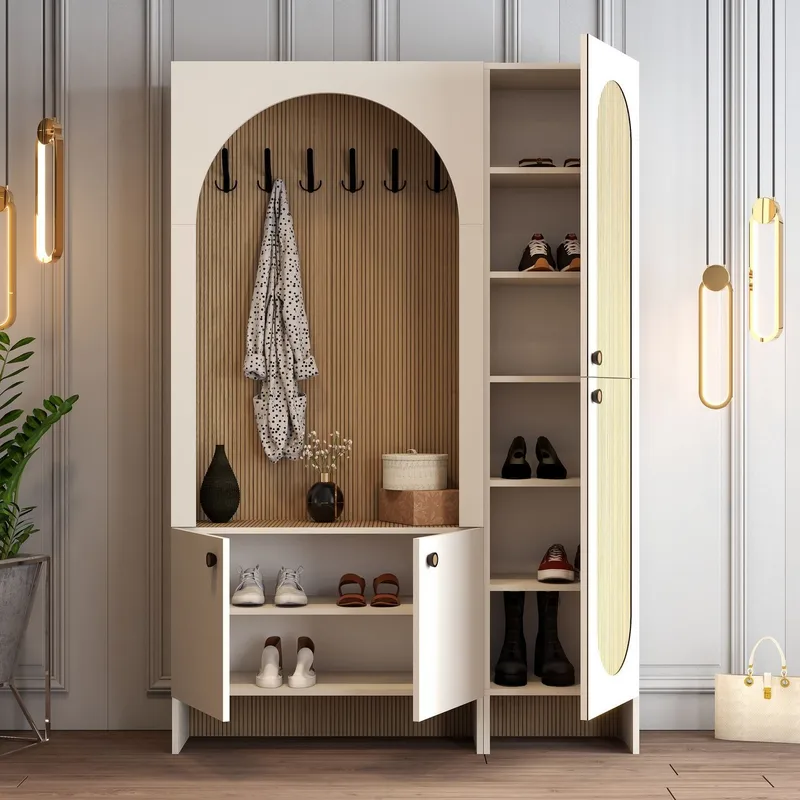 Ayleid Hallmöbel 200 cm - Kräm / Ek - Möbler - Hall & entré - Möbelset för hall & entré