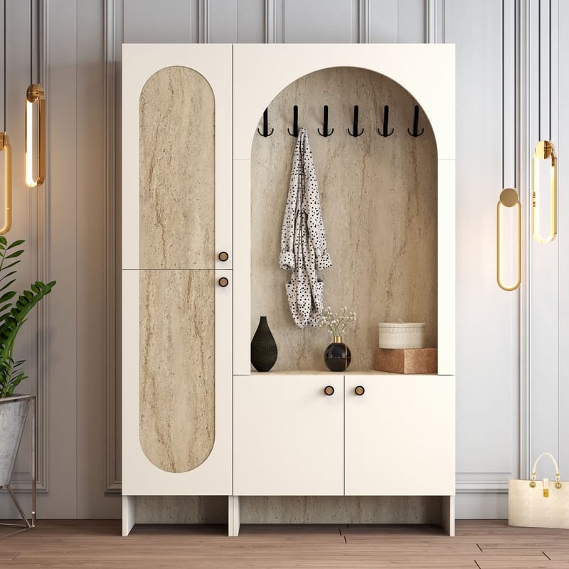 Ayleid Hallmöbel 200 cm - Kräm / Travertin - Möbler - Hall & entré - Möbelset för hall & entré
