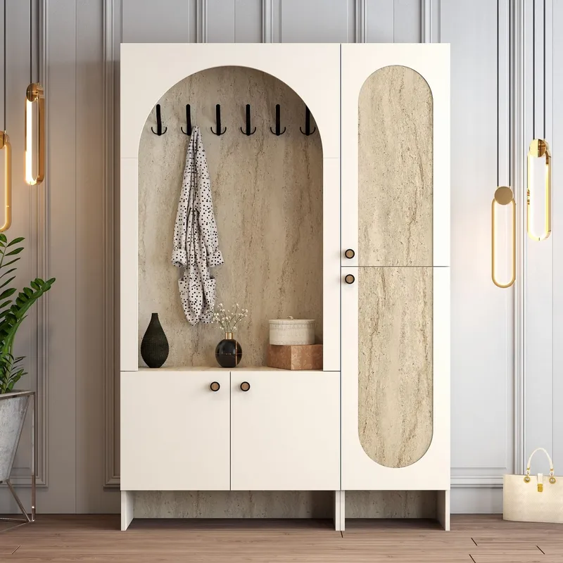 Ayleid Hallmöbel 200 cm - Kräm / Travertin - Möbler - Hall & entré - Möbelset för hall & entré