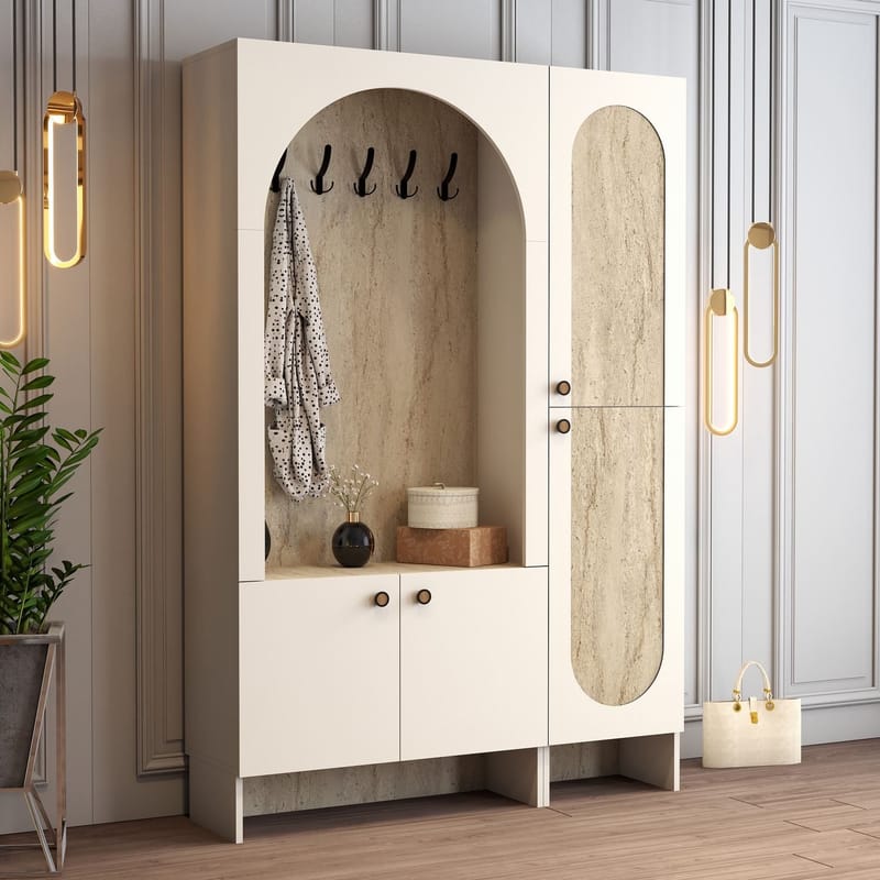 Ayleid Hallmöbel 200 cm - Kräm / Travertin - Möbler - Hall & entré - Möbelset för hall & entré