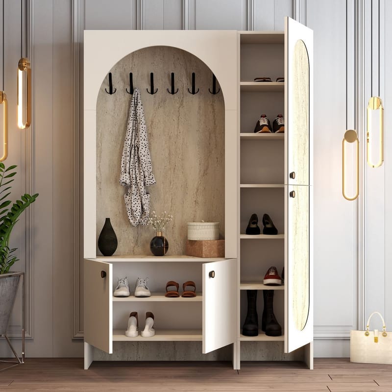 Ayleid Hallmöbel 200 cm - Kräm / Travertin - Möbler - Hall & entré - Möbelset för hall & entré