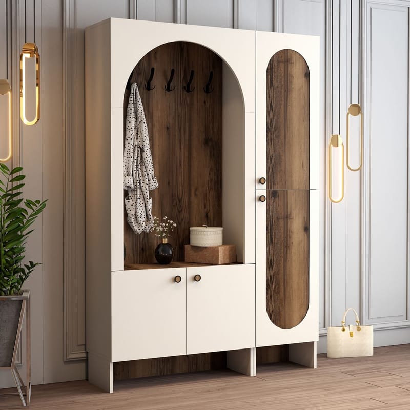 Ayleid Hallmöbel 200 cm - Kräm / Valnöt - Möbler - Hall & entré - Möbelset för hall & entré