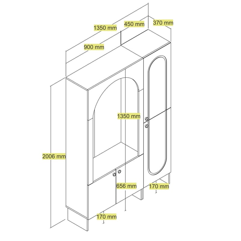 Ayleid Hallmöbel med spegel 200 cm - Kräm / Travertin - Möbler - Hall & entré - Möbelset för hall & entré