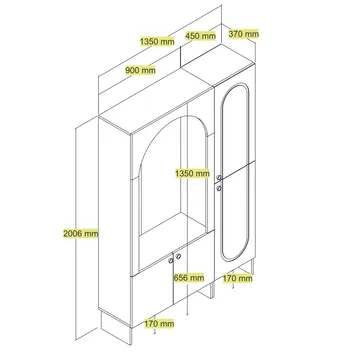 Ayleid Hallmöbel med spegel 200 cm - Kräm / Valnöt - Möbler - Hall & entré - Möbelset för hall & entré
