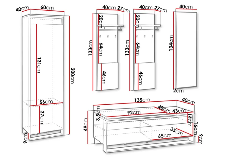 Dorana Hallmöbelset - Brun/Beige - Möbler - Hall & entré - Möbelset för hall & entré