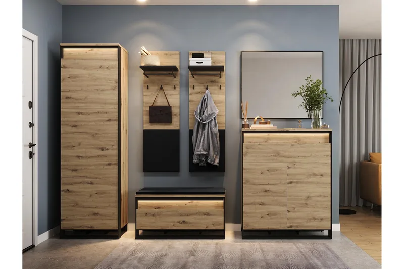 Dorana Hallmöbelset - Brun/Svart - Möbler - Hall & entré - Möbelset för hall & entré