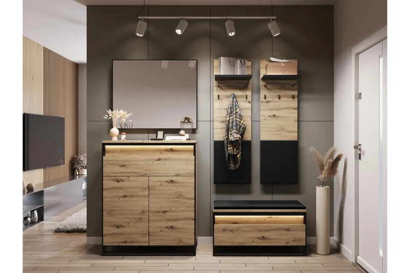 Dorana Hallmöbelset - Brun/Svart - Möbler - Hall & entré - Möbelset för hall & entré