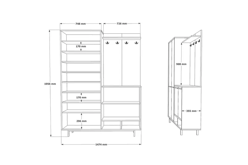 Ethelred Hallmöbelset - Ek/Antracit - Möbler - Hall & entré - Möbelset för hall & entré
