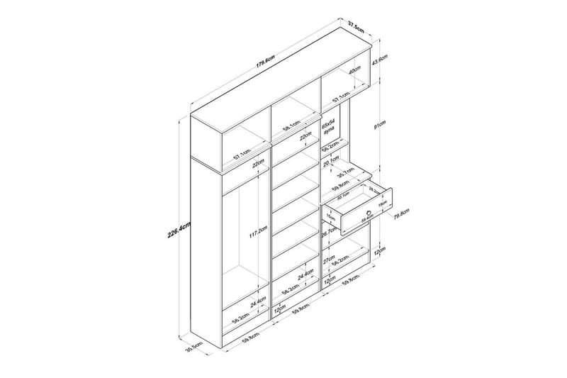 Hallmöbel Donel Valnöt / Vit - Valnöt / Vit - Möbler - Hall & entré - Möbelset för hall & entré