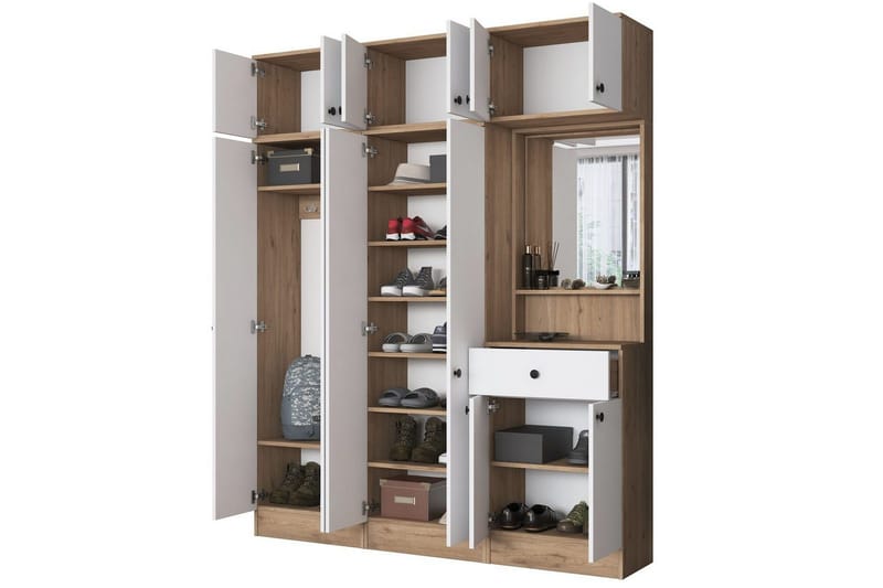 Hallmöbel Donel Valnöt / Vit - Valnöt / Vit - Möbler - Hall & entré - Möbelset för hall & entré