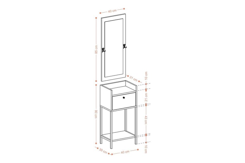 Hallmöbel Gohzlan Sudamale Ek - Svart/Mörkbrun - Möbler - Hall & entré - Möbelset för hall & entré