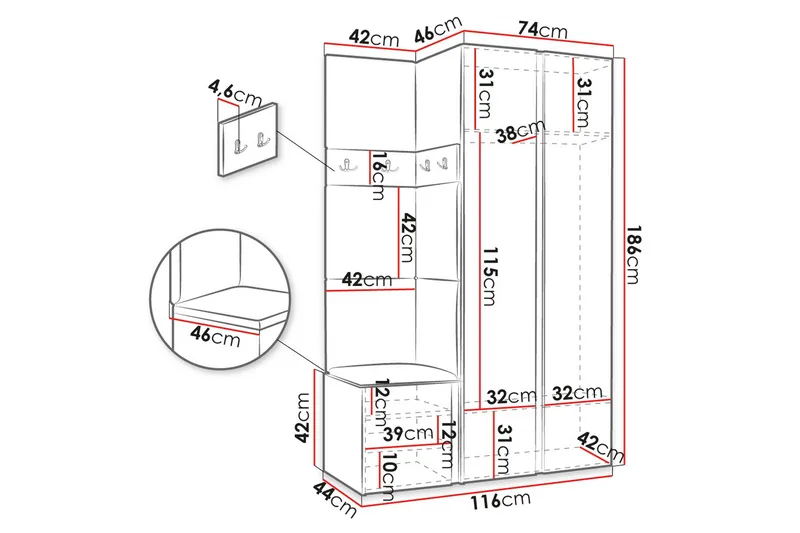 Hollan Hallmöbelset - Svart/Vit - Möbler - Hall & entré - Möbelset för hall & entré