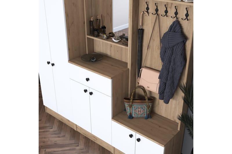 Hooda Hallmöbelset Brun/Vit - Hanah Home - Möbler - Hall & entré - Möbelset för hall & entré