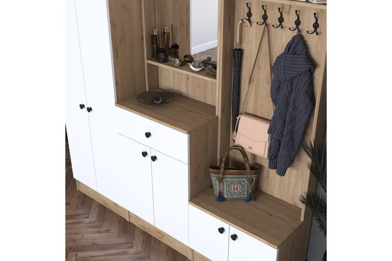 Hooda Hallmöbelset Brun/Vit - Hanah Home - Möbler - Hall & entré - Möbelset för hall & entré