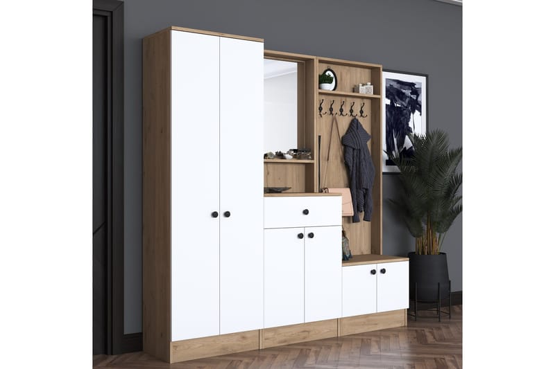 Hooda Hallmöbelset Brun/Vit - Hanah Home - Möbler - Hall & entré - Möbelset för hall & entré