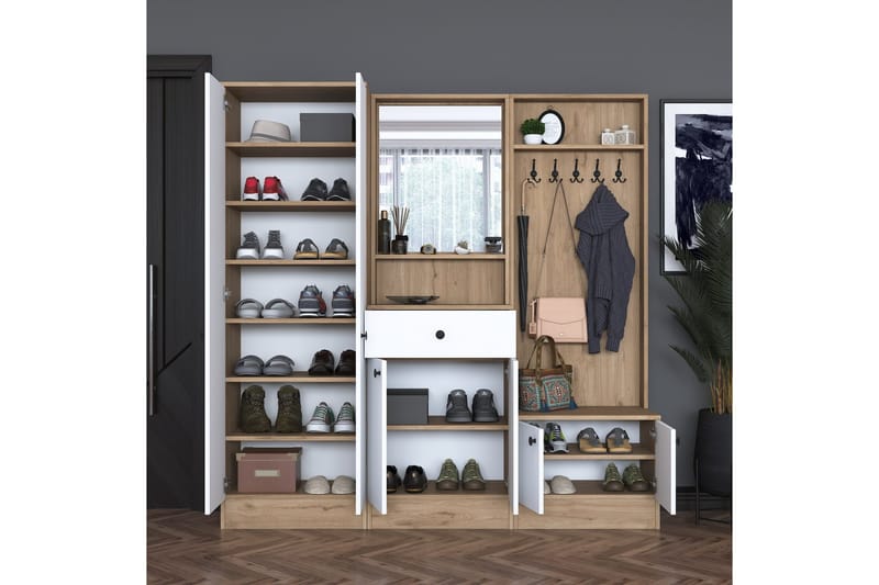 Hooda Hallmöbelset Brun/Vit - Hanah Home - Möbler - Hall & entré - Möbelset för hall & entré