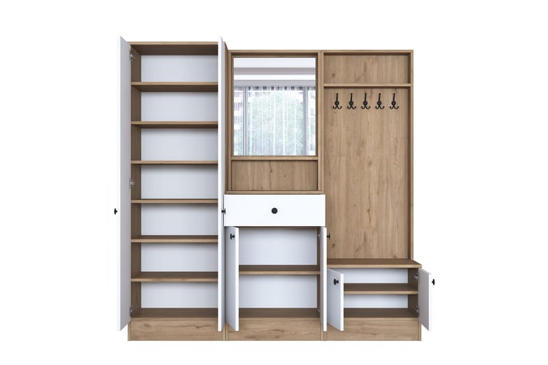 Hooda Hallmöbelset Brun/Vit - Hanah Home - Möbler - Hall & entré - Möbelset för hall & entré