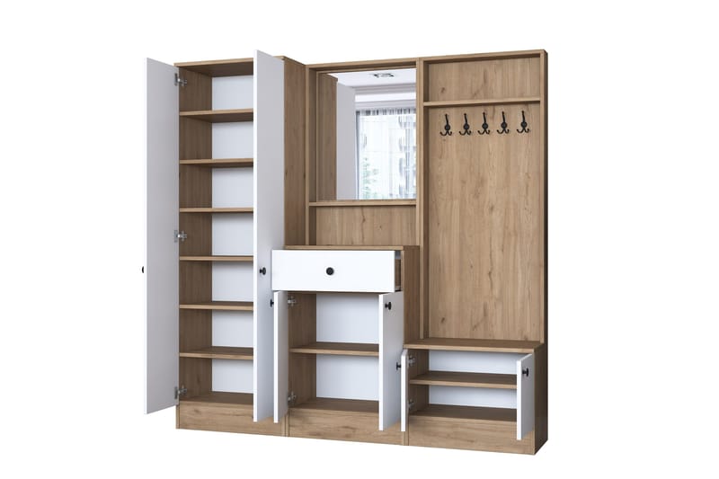 Hooda Hallmöbelset Brun/Vit - Hanah Home - Möbler - Hall & entré - Möbelset för hall & entré