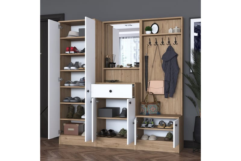 Hooda Hallmöbelset Brun/Vit - Hanah Home - Möbler - Hall & entré - Möbelset för hall & entré