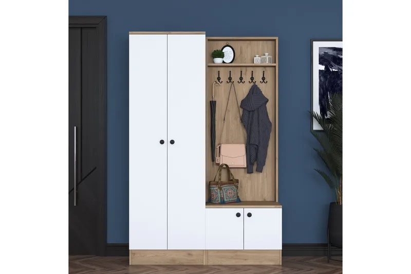 Hooda Hallmöbelset Vit/Brun - Hanah Home - Möbler - Hall & entré - Möbelset för hall & entré