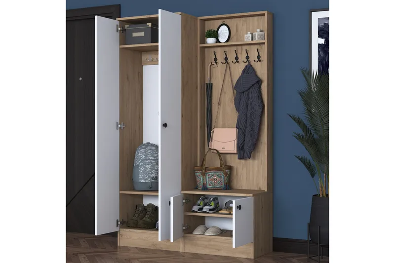 Hooda Hallmöbelset Vit/Brun - Hanah Home - Möbler - Hall & entré - Möbelset för hall & entré