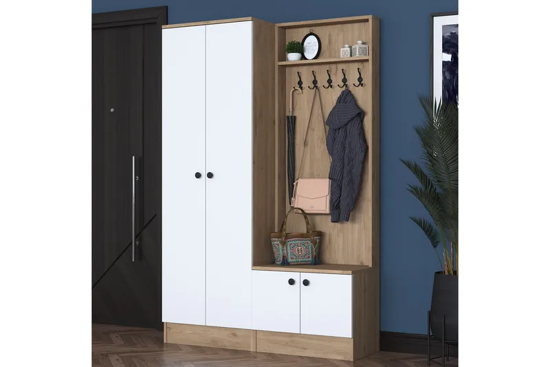 Hooda Hallmöbelset Vit/Brun - Hanah Home - Möbler - Hall & entré - Möbelset för hall & entré