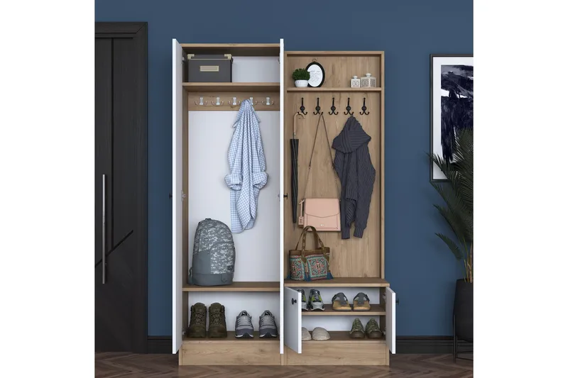 Hooda Hallmöbelset Vit/Brun - Hanah Home - Möbler - Hall & entré - Möbelset för hall & entré