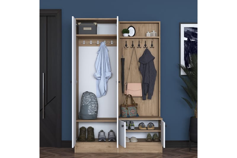 Hooda Hallmöbelset Vit/Brun - Hanah Home - Möbler - Hall & entré - Möbelset för hall & entré
