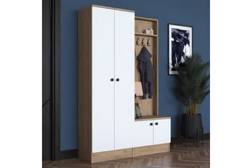 Hooda Hallmöbelset Vit/Brun - Hanah Home - Möbler - Hall & entré - Möbelset för hall & entré