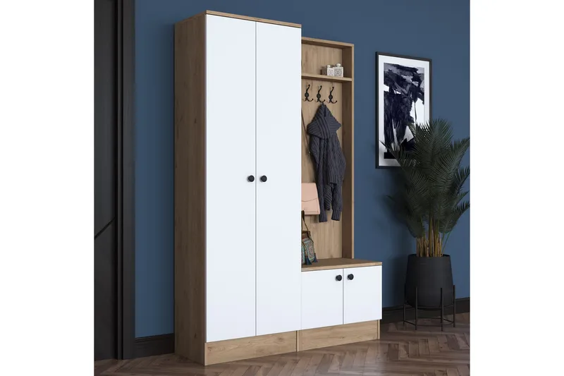 Hooda Hallmöbelset Vit/Brun - Hanah Home - Möbler - Hall & entré - Möbelset för hall & entré
