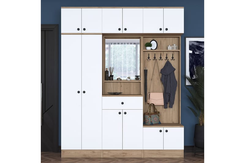 ITSUO Hallmöbelset Vit/Brun - Möbler - Hall & entré - Möbelset för hall & entré