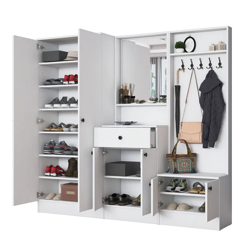 Jornes Hallställ 199,4x182,2x37,5 cm - Vit - Möbler - Hall & entré - Möbelset för hall & entré